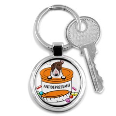 Bull Terrier T- Shirt Cute Bull Terrier Dog T- Shirt Key Chain (round) by JamesGoode