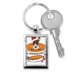 Bull Terrier T- Shirt Cute Bull Terrier Dog T- Shirt Key Chain (rectangle) by JamesGoode