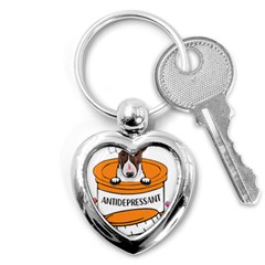 Bull Terrier T- Shirt Cute Bull Terrier Dog T- Shirt Key Chain (heart) by JamesGoode