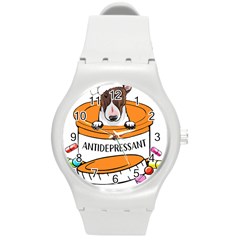 Bull Terrier T- Shirt Cute Bull Terrier Dog T- Shirt Round Plastic Sport Watch (m) by JamesGoode