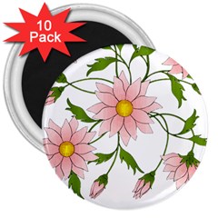 Flowers Illustration T- Shirtflowers T- Shirt (2) 3  Magnets (10 Pack)  by ZUXUMI