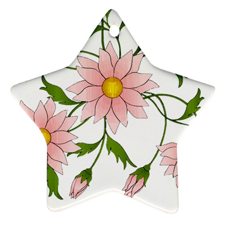 Flowers Illustration T- Shirtflowers T- Shirt (2) Star Ornament (Two Sides)