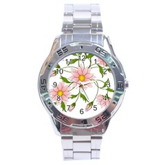 Flowers Illustration T- Shirtflowers T- Shirt (2) Stainless Steel Analogue Watch by ZUXUMI