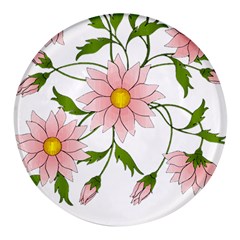 Flowers Illustration T- Shirtflowers T- Shirt (2) Round Glass Fridge Magnet (4 Pack) by ZUXUMI