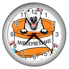 Bull Terrier T- Shirt Cute Bull Terrier T- Shirt Wall Clock (silver) by JamesGoode