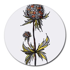 Flowers Illustration T- Shirtflowers T- Shirt (3) Round Mousepad by ZUXUMI