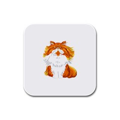 Persian Cat T-shirtwhite Look Calm Persian Cat 06 T-shirt (1) Rubber Square Coaster (4 Pack) by EnriqueJohnson