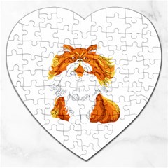 Persian Cat T-shirtwhite Look Calm Persian Cat 06 T-shirt (1) Jigsaw Puzzle (heart) by EnriqueJohnson