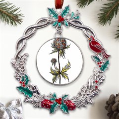 Flowers Illustration T- Shirtflowers T- Shirt (3) Metal X mas Wreath Holly Leaf Ornament by ZUXUMI