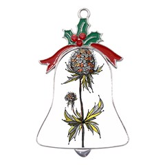 Flowers Illustration T- Shirtflowers T- Shirt (3) Metal Holly Leaf Bell Ornament by ZUXUMI