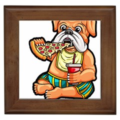 Bulldog Gifts T- Shirtbulldog Eating Pizza T- Shirt Framed Tile by JamesGoode