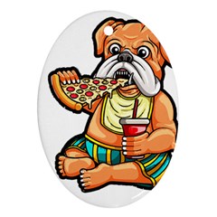 Bulldog Gifts T- Shirtbulldog Eating Pizza T- Shirt Ornament (oval)