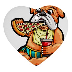 Bulldog Gifts T- Shirtbulldog Eating Pizza T- Shirt Ornament (heart) by JamesGoode