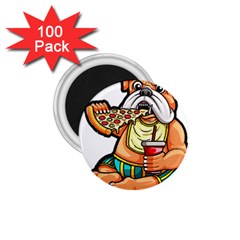 Bulldog Gifts T- Shirtbulldog Eating Pizza T- Shirt 1 75  Magnets (100 Pack)  by JamesGoode