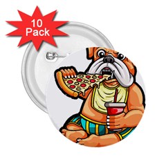 Bulldog Gifts T- Shirtbulldog Eating Pizza T- Shirt 2 25  Buttons (10 Pack)  by JamesGoode