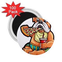 Bulldog Gifts T- Shirtbulldog Eating Pizza T- Shirt 2 25  Magnets (100 Pack)  by JamesGoode