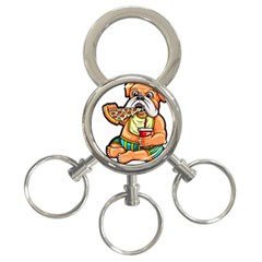 Bulldog Gifts T- Shirtbulldog Eating Pizza T- Shirt 3-ring Key Chain by JamesGoode