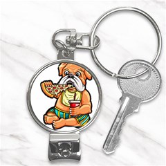 Bulldog Gifts T- Shirtbulldog Eating Pizza T- Shirt Nail Clippers Key Chain by JamesGoode