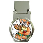 Bulldog Gifts T- Shirtbulldog Eating Pizza T- Shirt Money Clip Watches Front