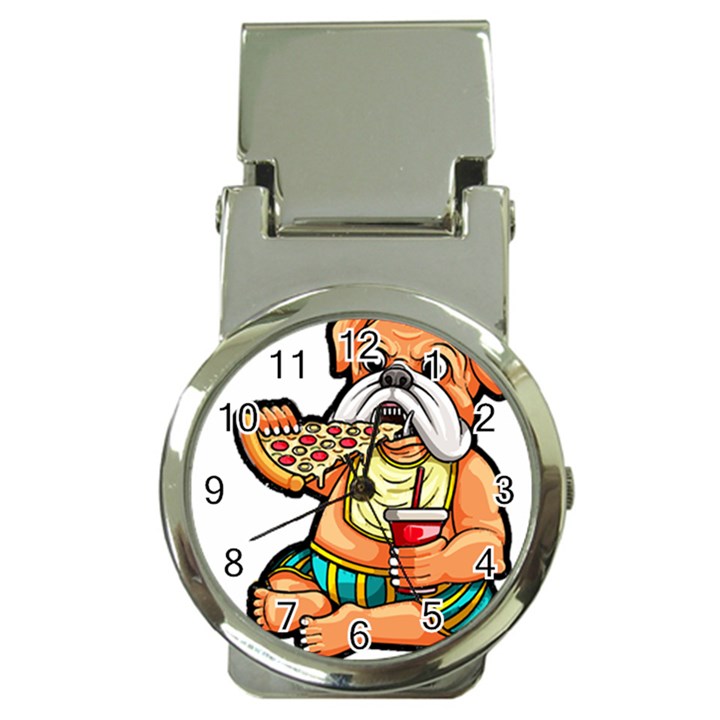 Bulldog Gifts T- Shirtbulldog Eating Pizza T- Shirt Money Clip Watches