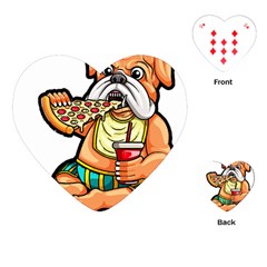 Bulldog Gifts T- Shirtbulldog Eating Pizza T- Shirt Playing Cards Single Design (heart) by JamesGoode