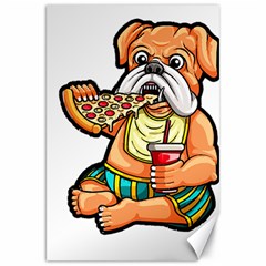 Bulldog Gifts T- Shirtbulldog Eating Pizza T- Shirt Canvas 20  X 30  by JamesGoode