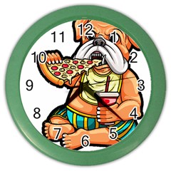 Bulldog Gifts T- Shirtbulldog Eating Pizza T- Shirt Color Wall Clock by JamesGoode