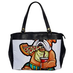 Bulldog Gifts T- Shirtbulldog Eating Pizza T- Shirt Oversize Office Handbag by JamesGoode