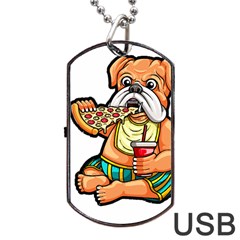 Bulldog Gifts T- Shirtbulldog Eating Pizza T- Shirt Dog Tag Usb Flash (two Sides) by JamesGoode