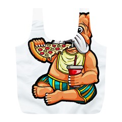 Bulldog Gifts T- Shirtbulldog Eating Pizza T- Shirt Full Print Recycle Bag (l) by JamesGoode