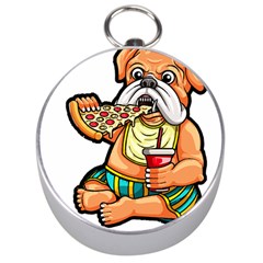 Bulldog Gifts T- Shirtbulldog Eating Pizza T- Shirt Silver Compasses by JamesGoode