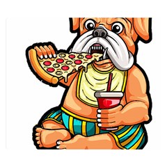 Bulldog Gifts T- Shirtbulldog Eating Pizza T- Shirt Two Sides Premium Plush Fleece Blanket (small) by JamesGoode