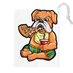 Bulldog Gifts T- Shirtbulldog Eating Pizza T- Shirt Drawstring Pouch (5xl) by JamesGoode