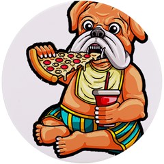 Bulldog Gifts T- Shirtbulldog Eating Pizza T- Shirt Uv Print Round Tile Coaster