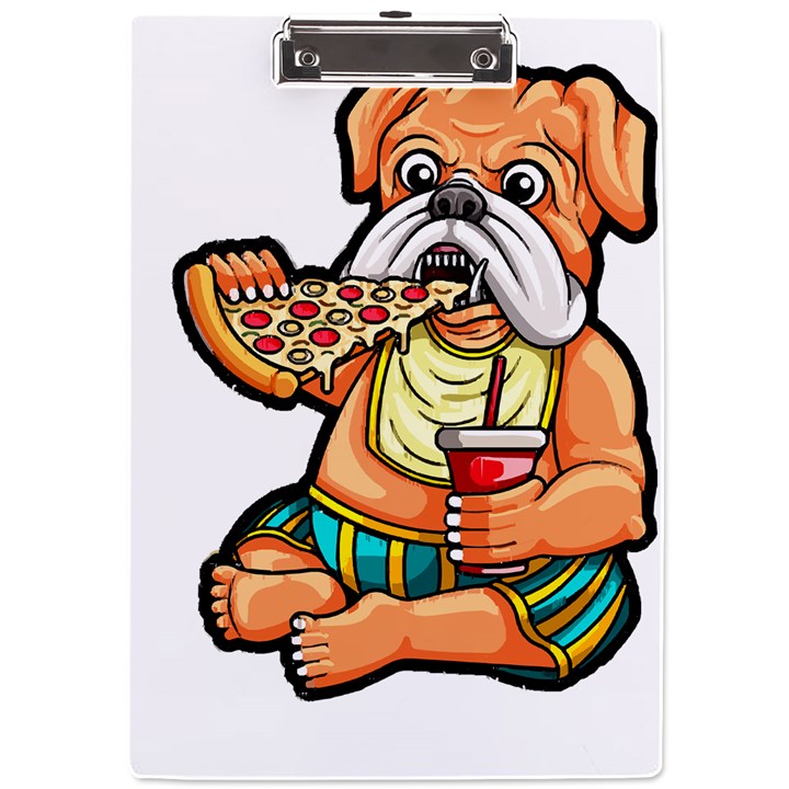 Bulldog Gifts T- Shirtbulldog Eating Pizza T- Shirt A4 Acrylic Clipboard