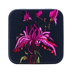 Flowers Illustration T- Shirtflowers T- Shirt Square Metal Box (black)