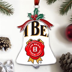 Jim Beam Metal Holly Leaf Bell Ornament