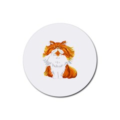 Persian Cat T-shirtwhite Look Calm Persian Cat 06 T-shirt Rubber Coaster (round) by EnriqueJohnson