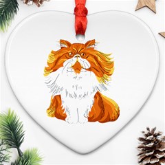 Persian Cat T-shirtwhite Look Calm Persian Cat 06 T-shirt Heart Ornament (two Sides) by EnriqueJohnson