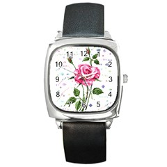 Flowers Lover T- Shirtflowers T- Shirt Square Metal Watch by ZUXUMI