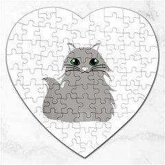 Persian Cat T-shirtwhite Look Calm Persian Cat 09 T-shirt (1) Jigsaw Puzzle (heart) by EnriqueJohnson