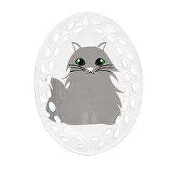 Persian Cat T-shirtwhite Look Calm Persian Cat 09 T-shirt (1) Oval Filigree Ornament (two Sides)