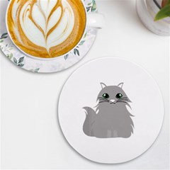 Persian Cat T-shirtwhite Look Calm Persian Cat 09 T-shirt (1) Uv Print Round Tile Coaster by EnriqueJohnson