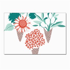 Flowers T- Shirt Midsummer I Scream Flower Cones    Print    Green Aqua And Orange Flowers Bouquets Postcard 4 x 6  (pkg Of 10) by ZUXUMI