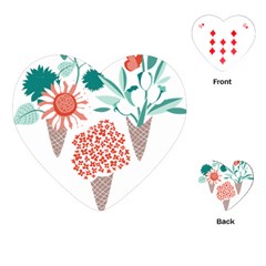 Flowers T- Shirt Midsummer I Scream Flower Cones    Print    Green Aqua And Orange Flowers Bouquets Playing Cards Single Design (heart)