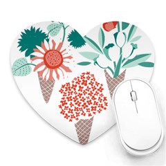 Flowers T- Shirt Midsummer I Scream Flower Cones    Print    Green Aqua And Orange Flowers Bouquets Heart Mousepad by ZUXUMI