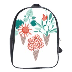 Flowers T- Shirt Midsummer I Scream Flower Cones    Print    Green Aqua And Orange Flowers Bouquets School Bag (large) by ZUXUMI