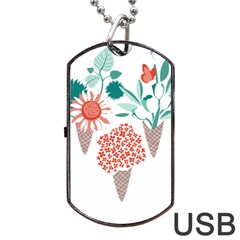 Flowers T- Shirt Midsummer I Scream Flower Cones    Print    Green Aqua And Orange Flowers Bouquets Dog Tag Usb Flash (one Side) by ZUXUMI