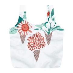 Flowers T- Shirt Midsummer I Scream Flower Cones    Print    Green Aqua And Orange Flowers Bouquets Full Print Recycle Bag (l) by ZUXUMI