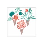 Flowers T- Shirt Midsummer I Scream Flower Cones    Print    Green Aqua And Orange Flowers Bouquets Satin Bandana Scarf 22  x 22  Front